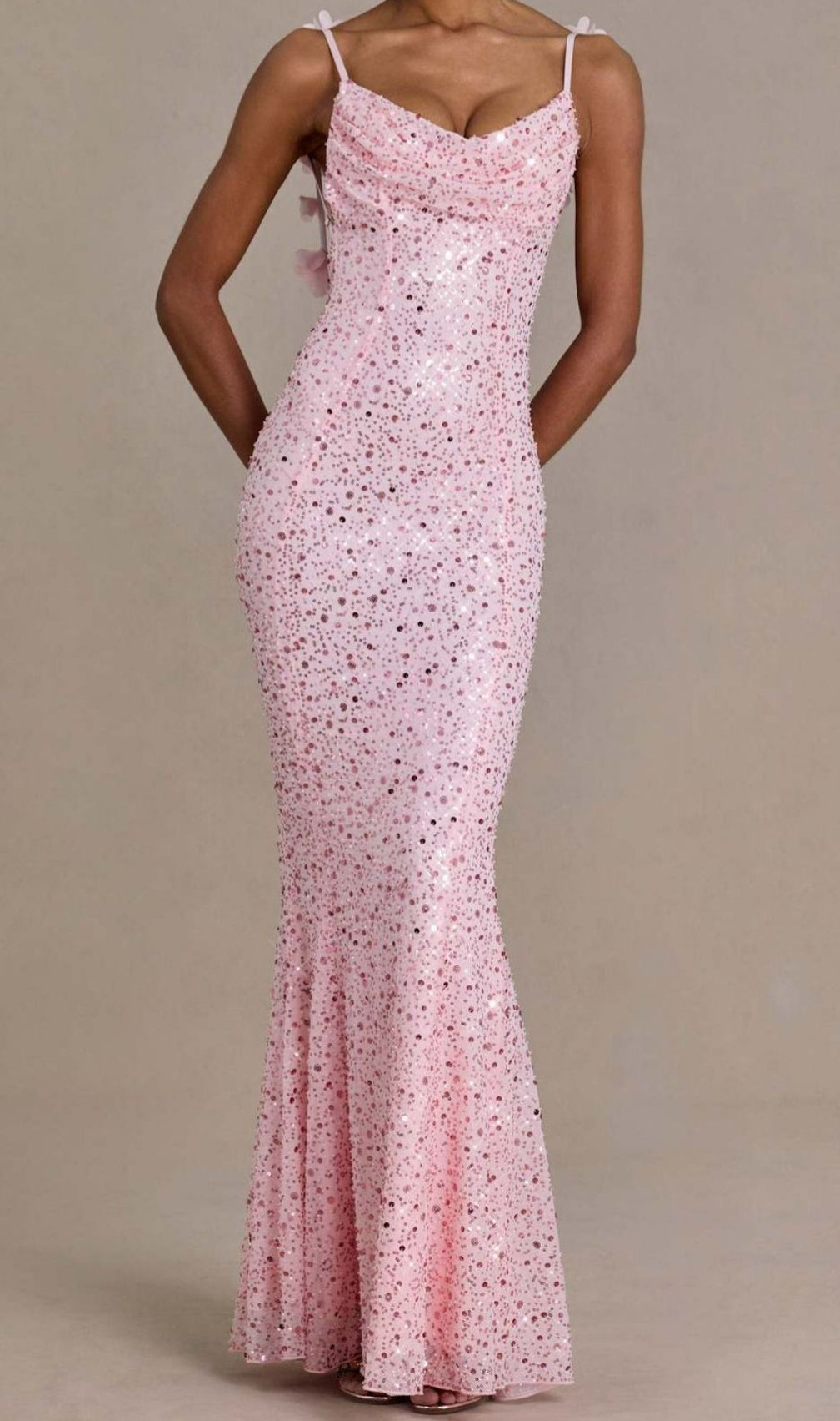 Khaza Dazzling Pink Sequin Backless Maxi Gown - Strappy Formal Dress