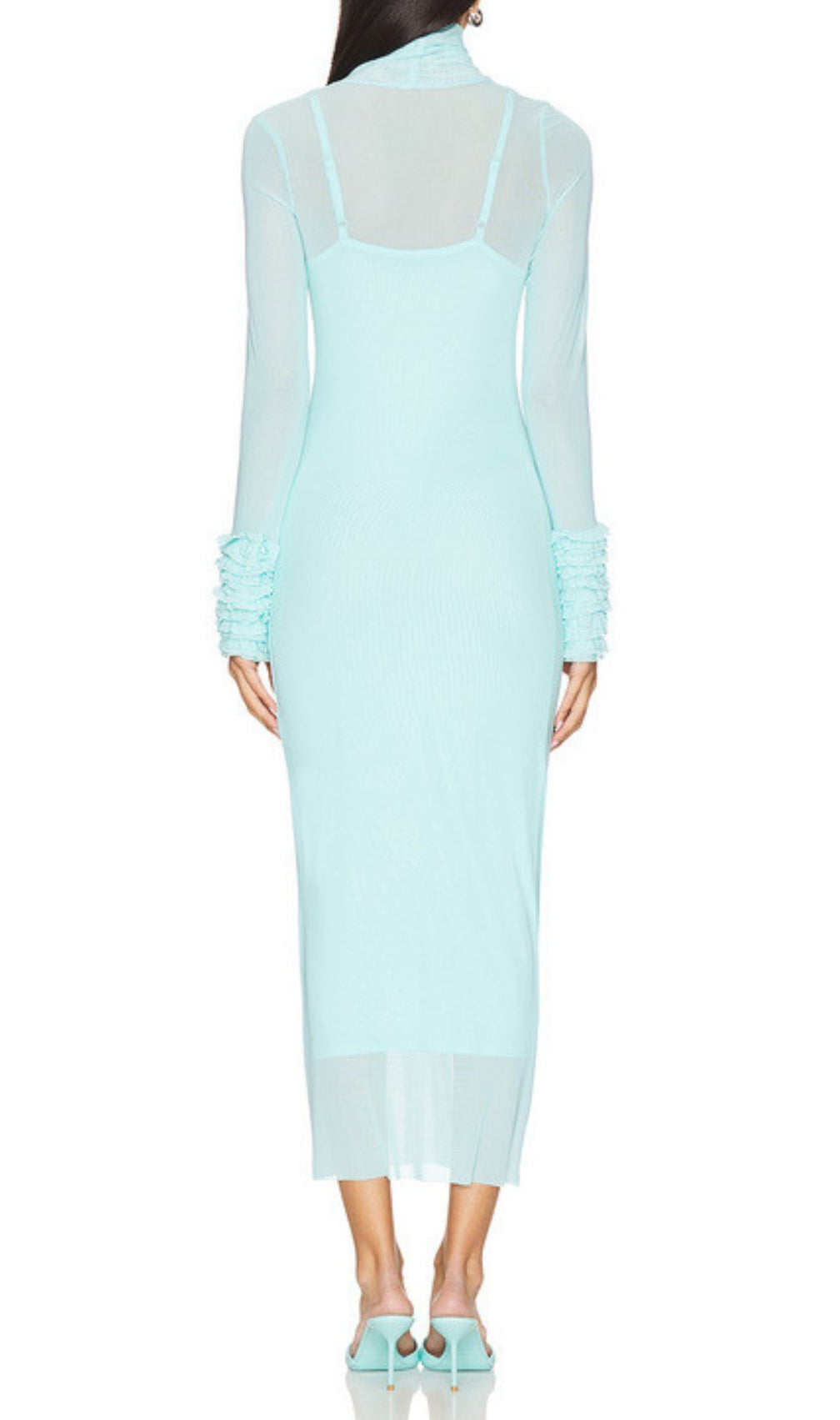 Fabunni Long Sleeve Mesh Midi Dress