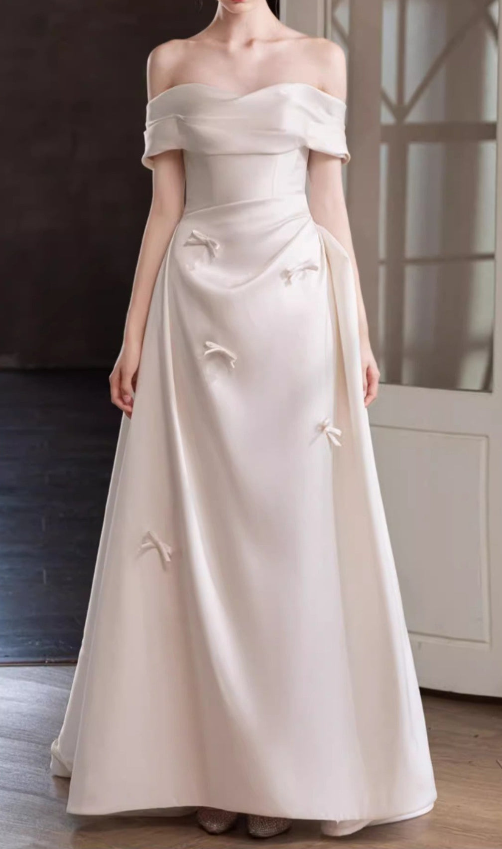 Destiny Off-Shoulder Bow Wedding Dress