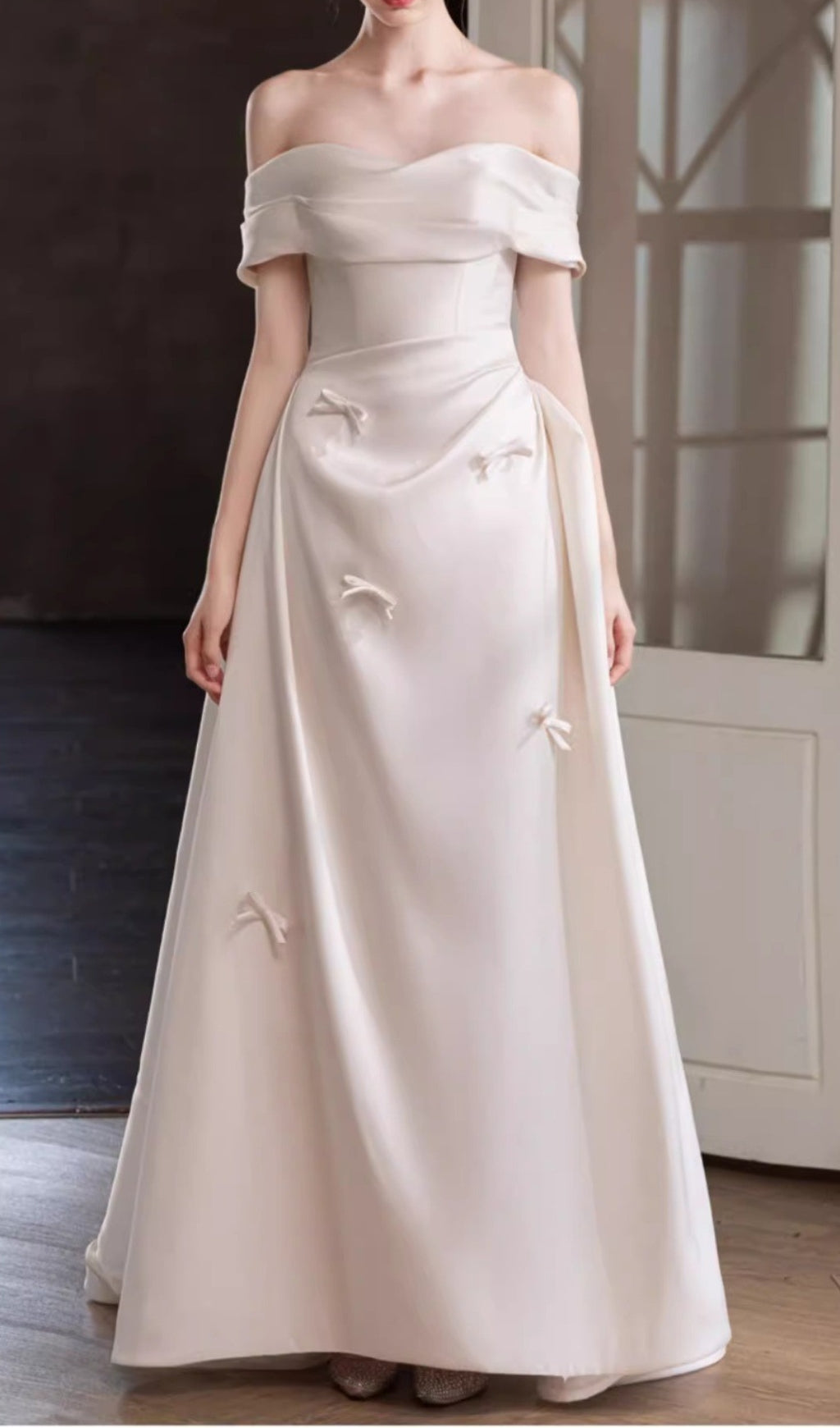 Destiny Off-Shoulder Bow Wedding Dress