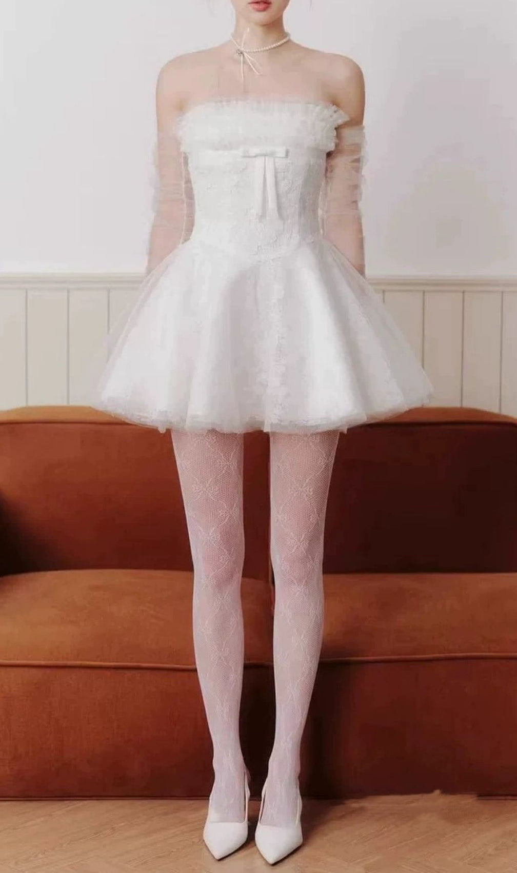 Karah White Off-Shoulder Lace Mini Dress | Dreamy Bridal & Chic Party Ready