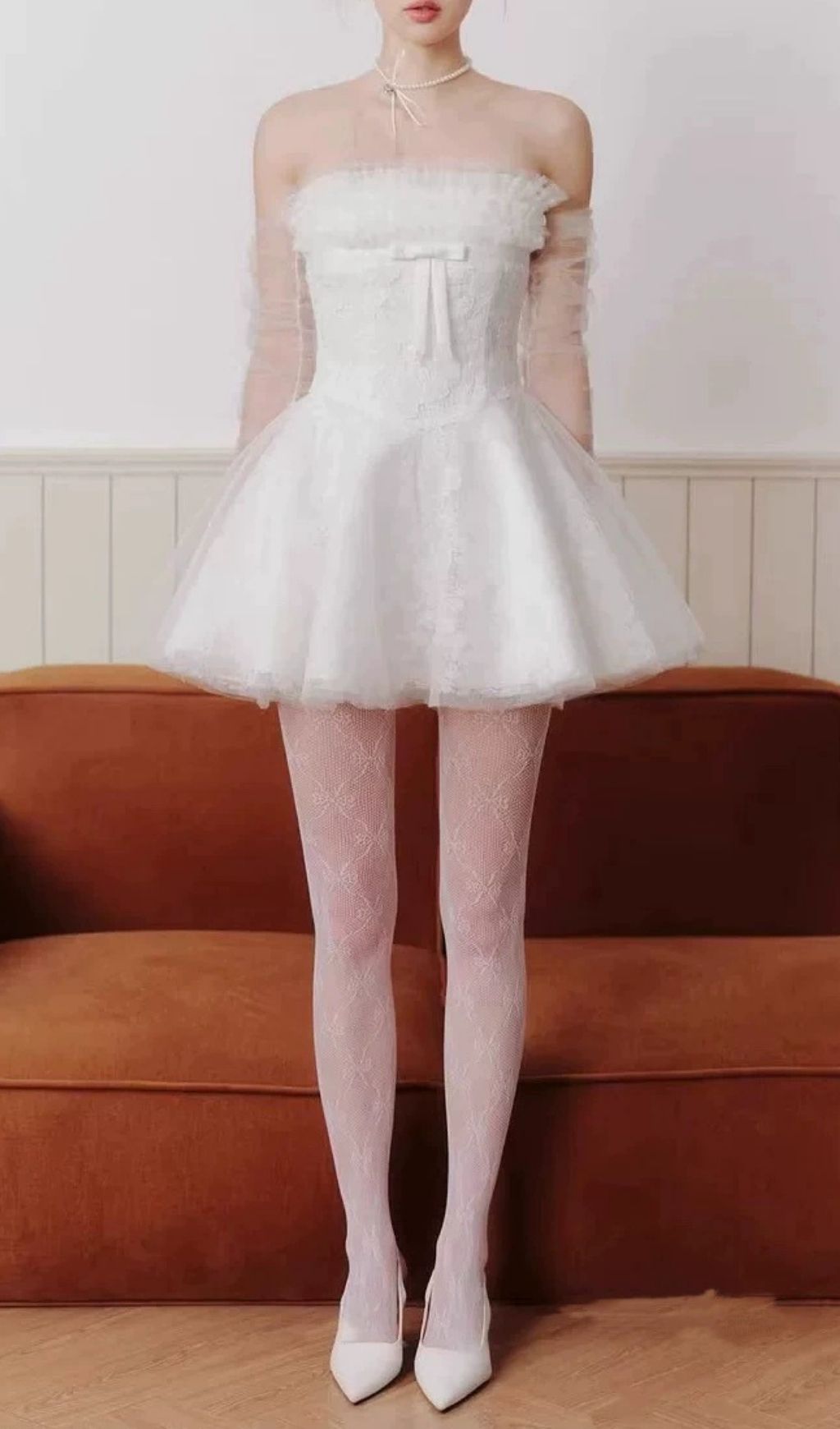 Karah White Off-Shoulder Lace Mini Dress | Dreamy Bridal & Chic Party Ready