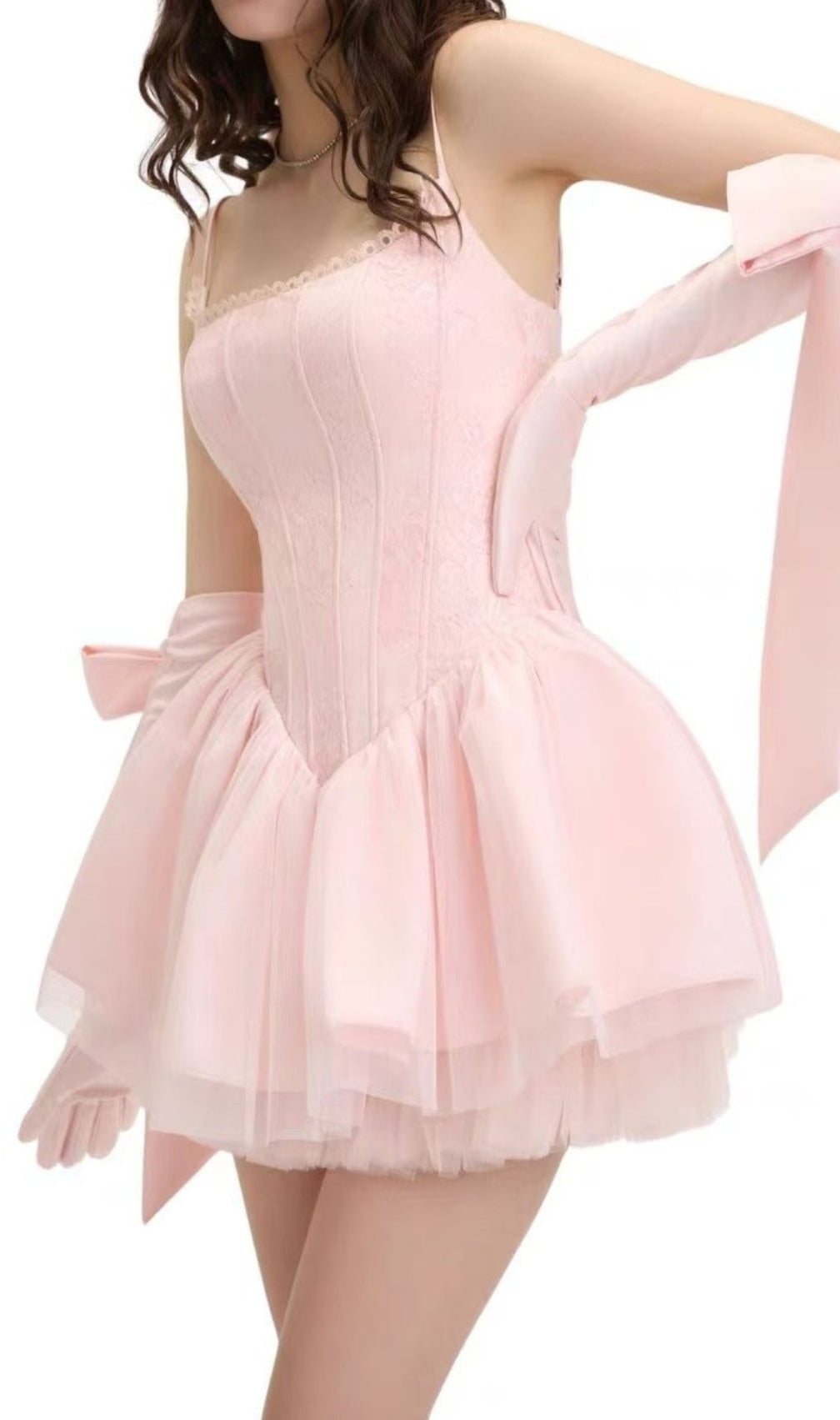 Friso Pink Strappy Corset Mini Dress