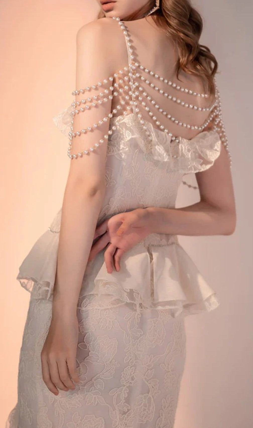 Alta Lace Ruffes Pearl Dress