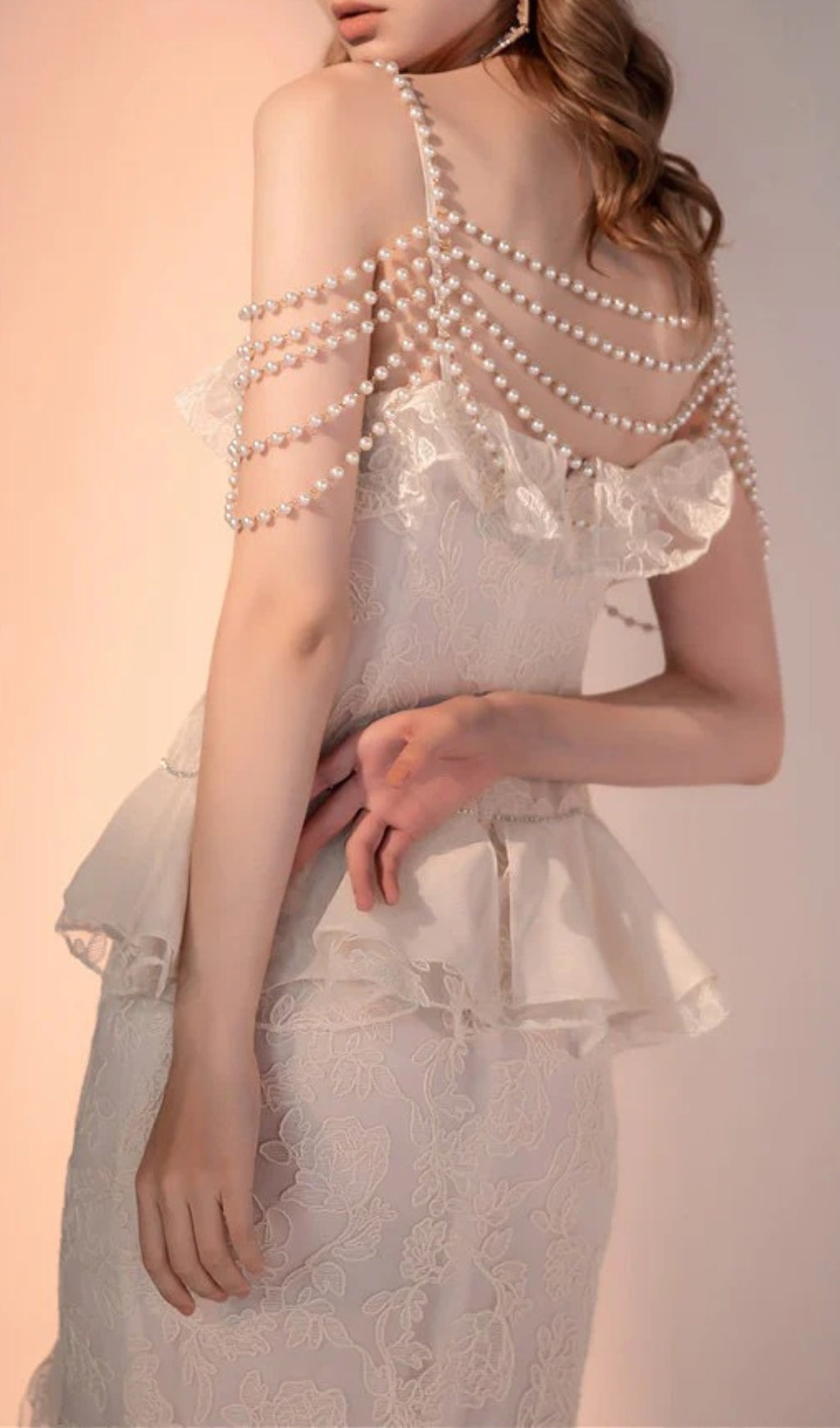 Alta Lace Ruffes Pearl Dress