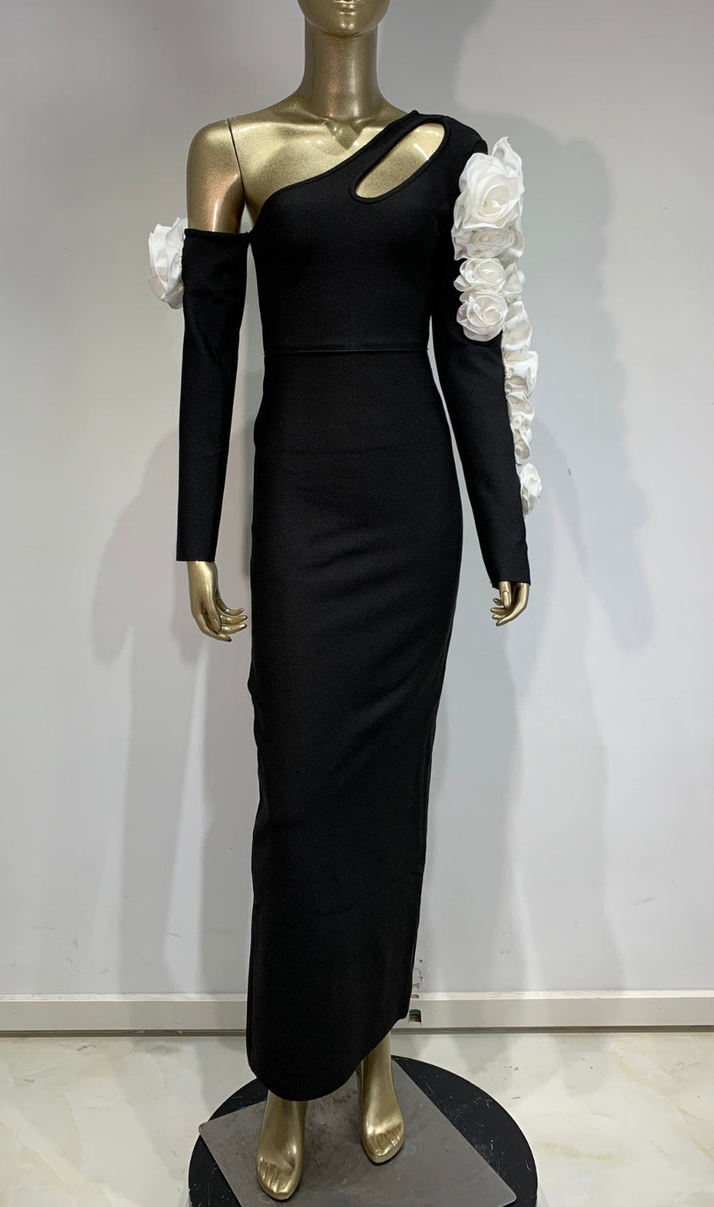 Bach Black Flower Long Sleeve Maxi Dress