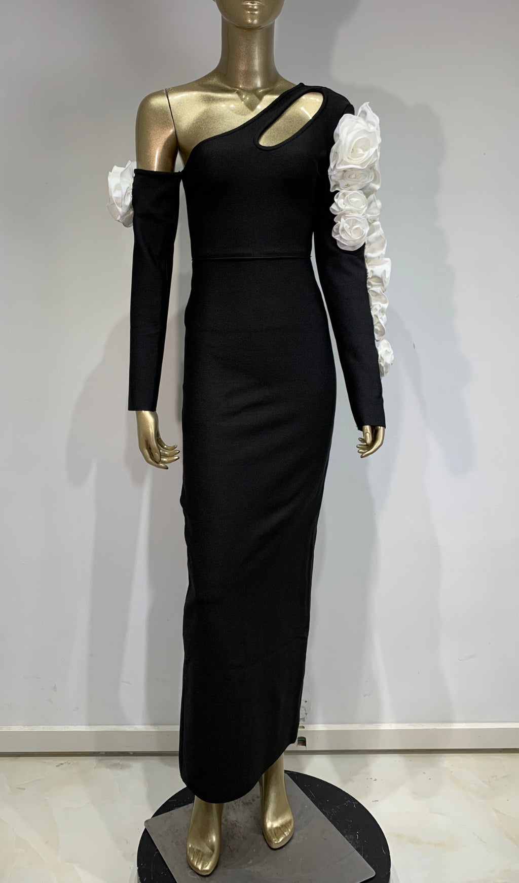 Bach Black Flower Long Sleeve Maxi Dress