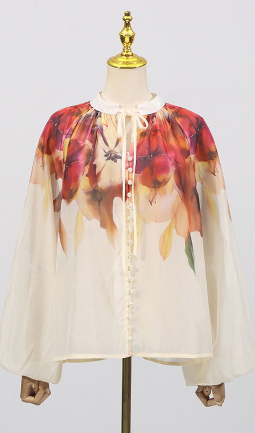 Gerda Flower Printed Long Sleeve Shirt & Skirt Set