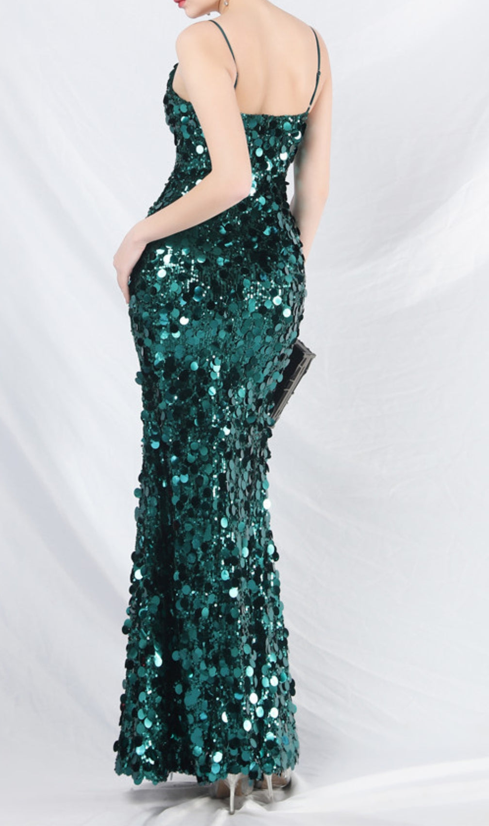 Chole Green Strappy Sequin Maxi Dress