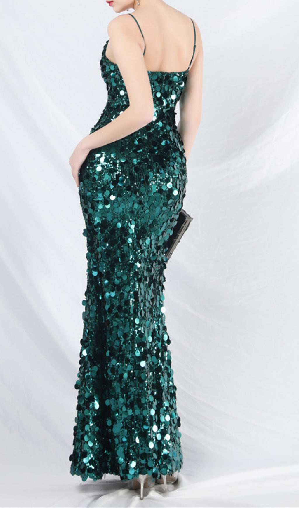 Chole Green Strappy Sequin Maxi Dress