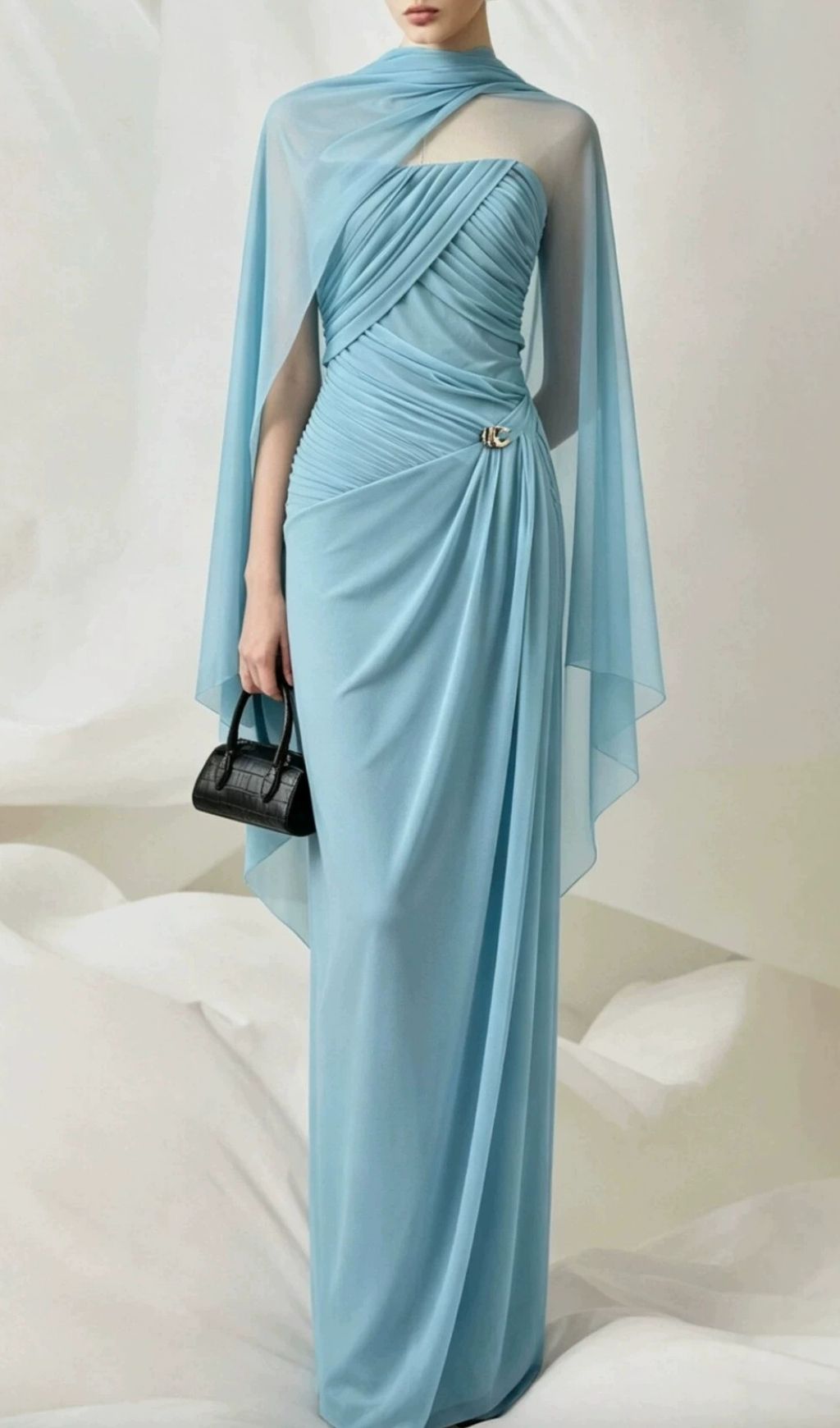 Lacey Blue Ruched Maxi Dress