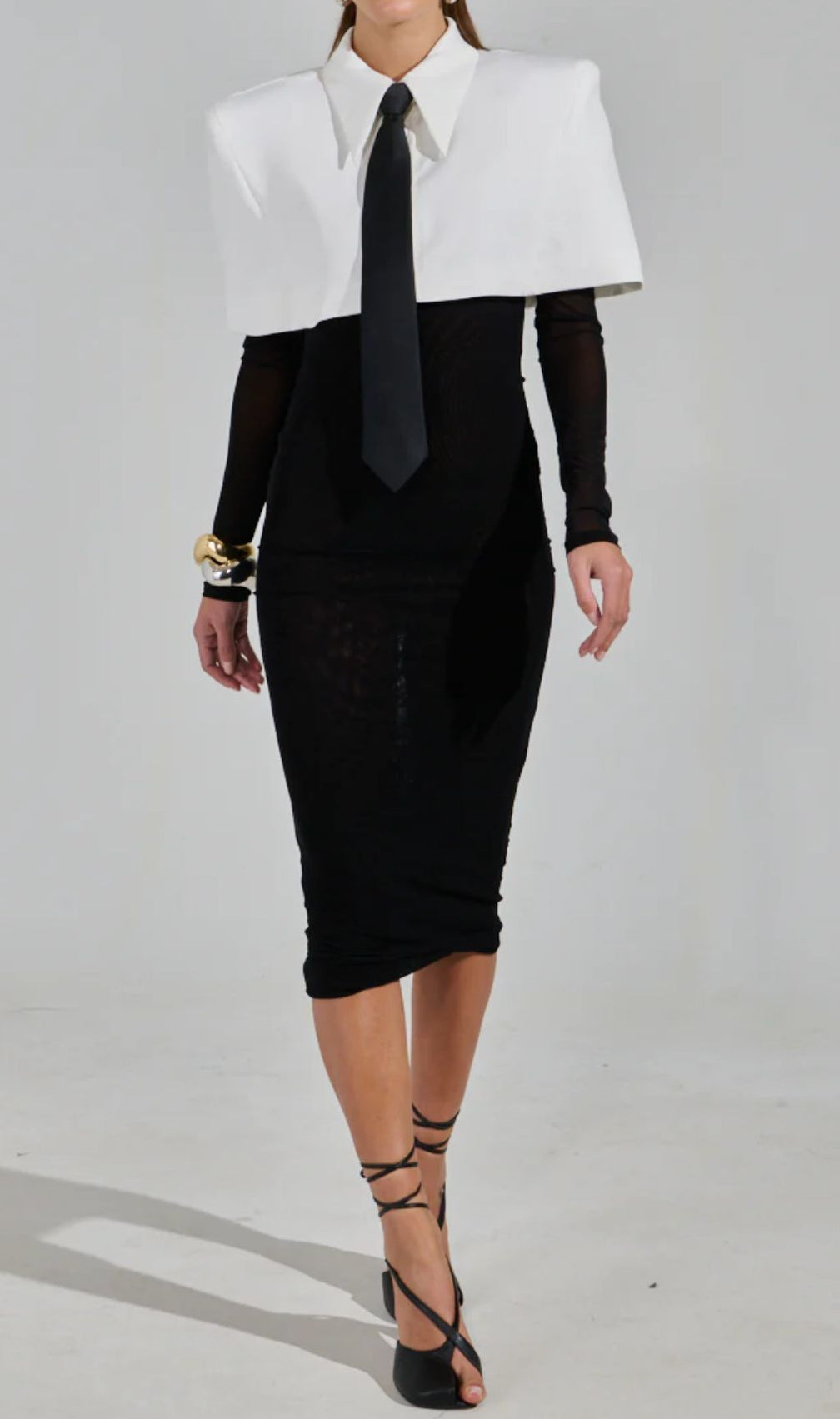 Gijs Long Sleeve Midi Dress With Tie