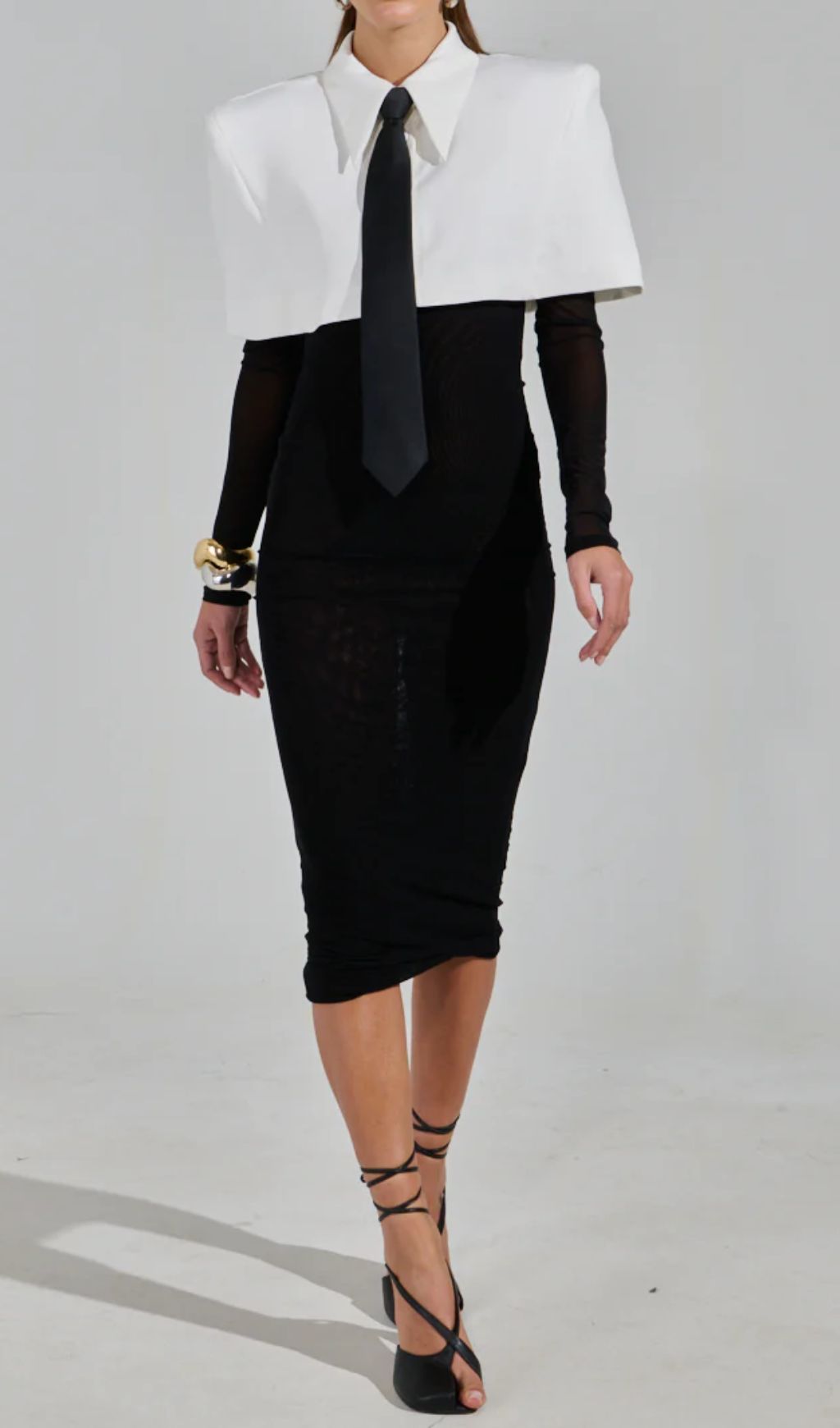 Gijs Long Sleeve Midi Dress With Tie