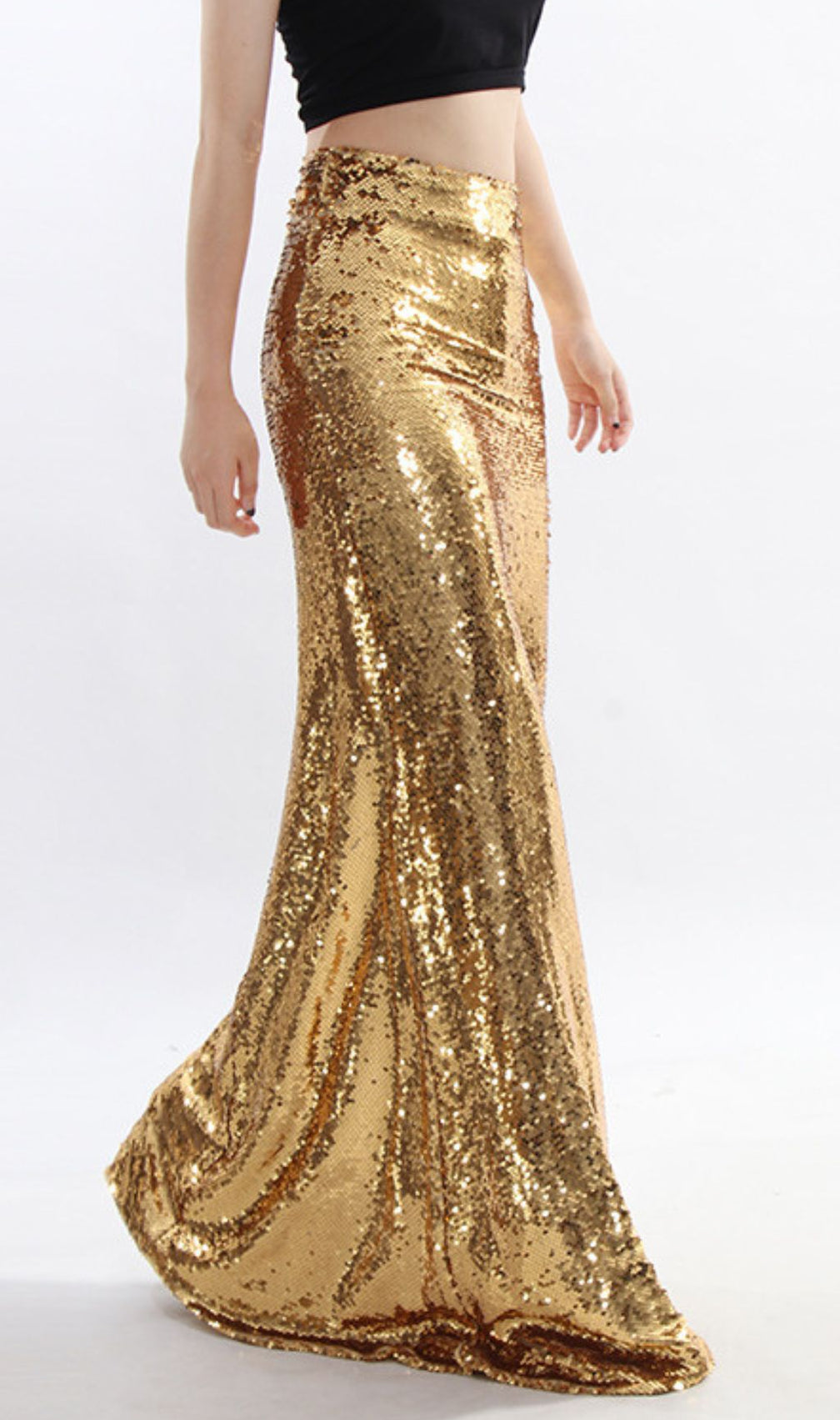 Javed Glamour Gold Sequin Maxi Skirt - Dazzling Evening & Party Wear