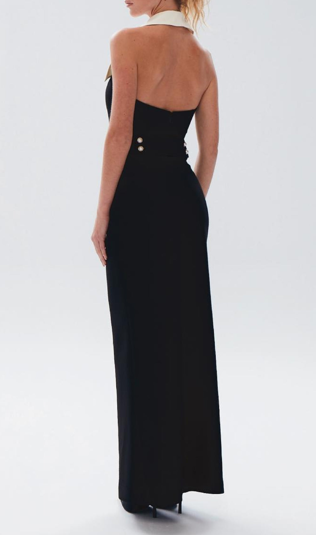 Cleone Black Halter Button Maxi Dress