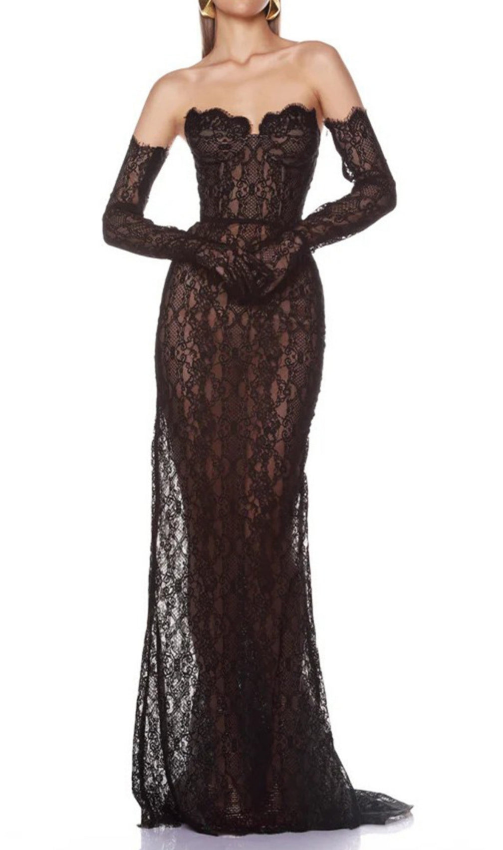Elliana Blace Lace Gown With Gloves