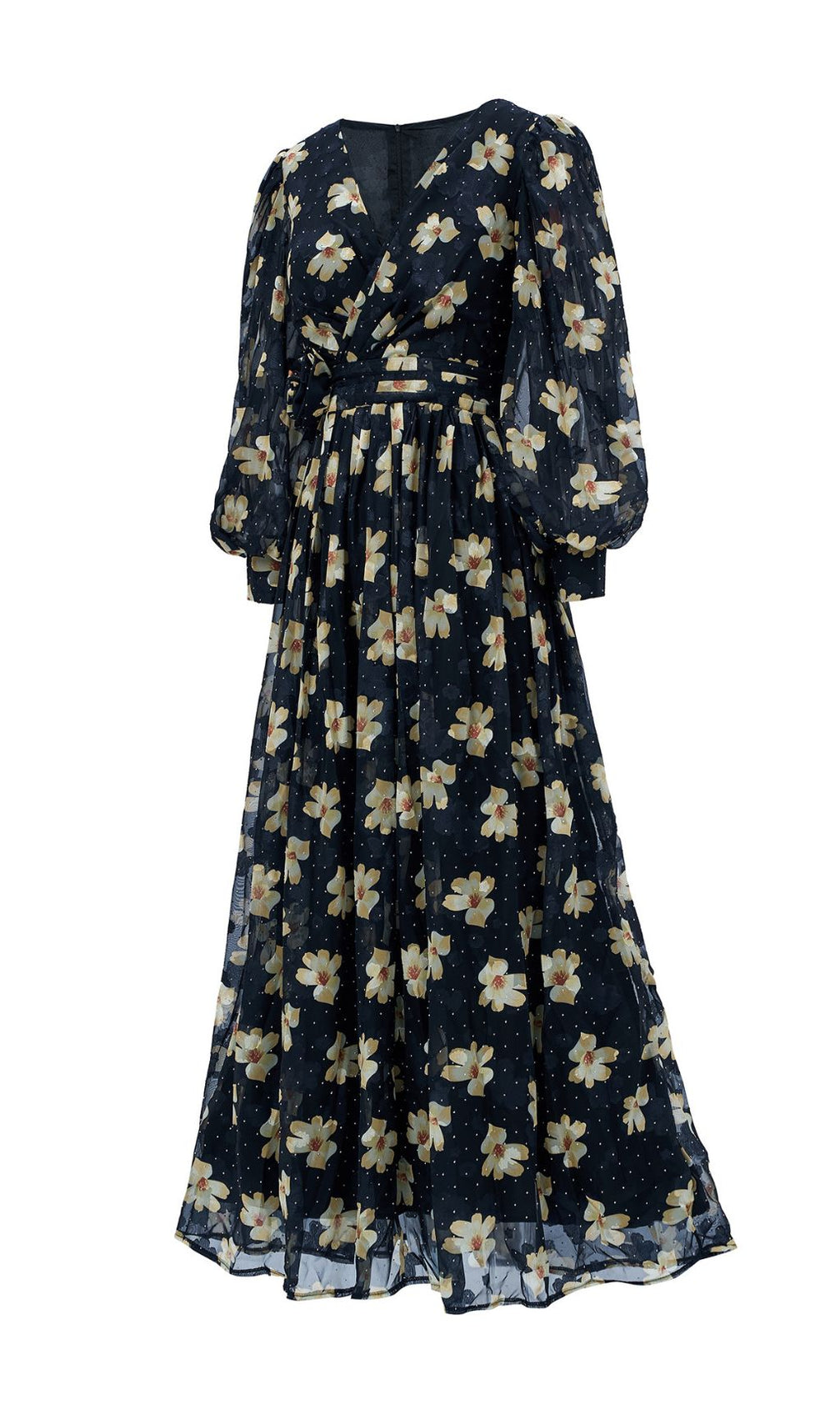 Feodora Floral Printed Long Sleeve Maxi Dress