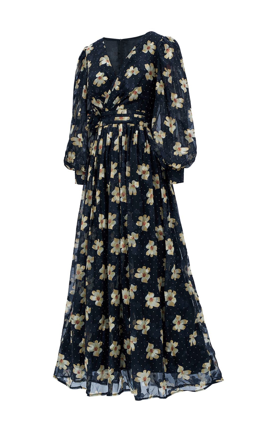Feodora Floral Printed Long Sleeve Maxi Dress