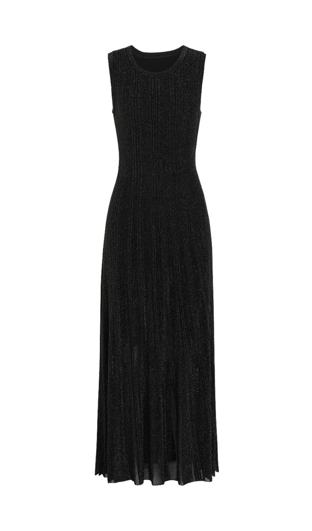 Kiandra Shimmering Black Knit Maxi Dress - Effortless Glamour & Comfort