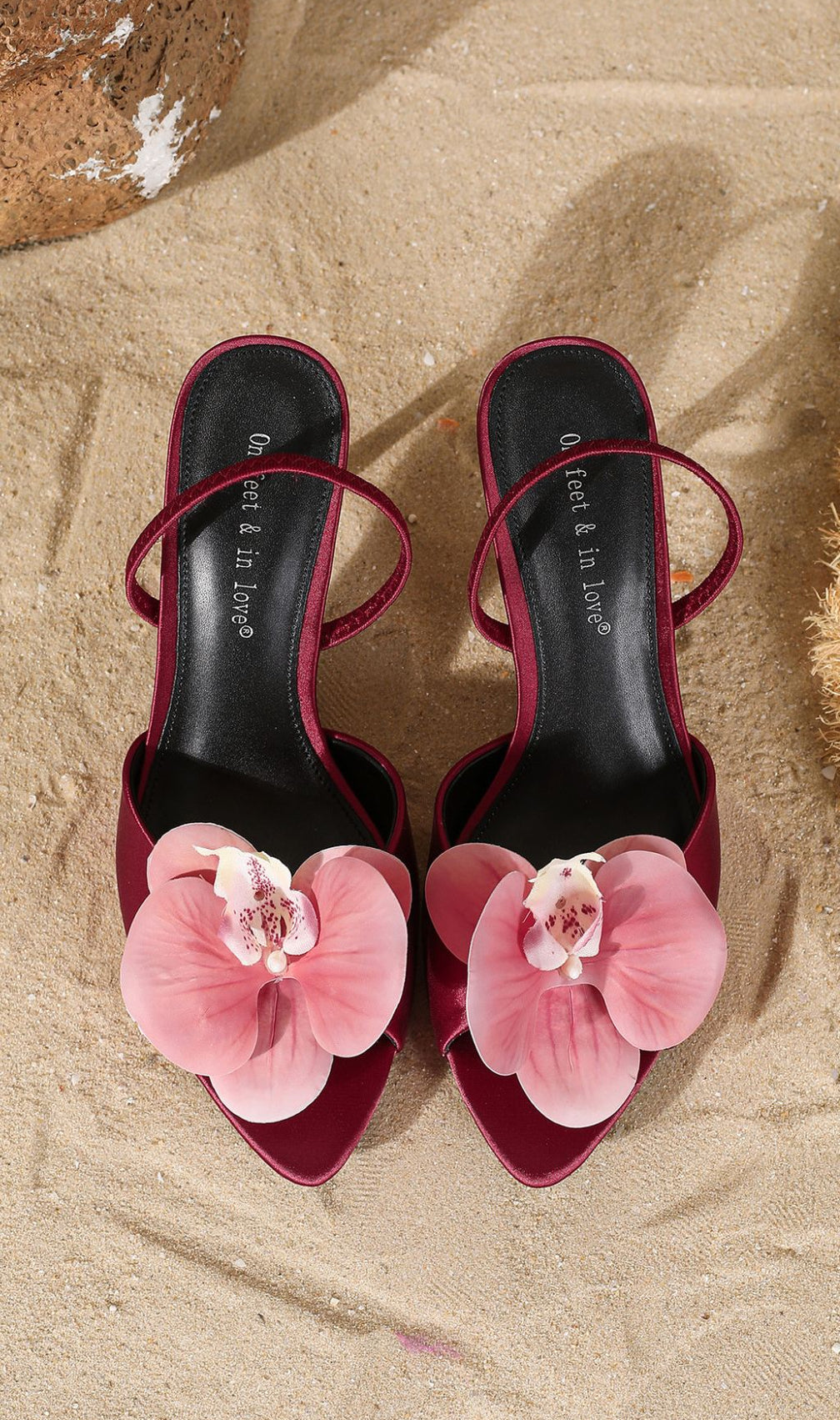Hollace Women's Ruby Red Orchid Flower Slingback Sandals
