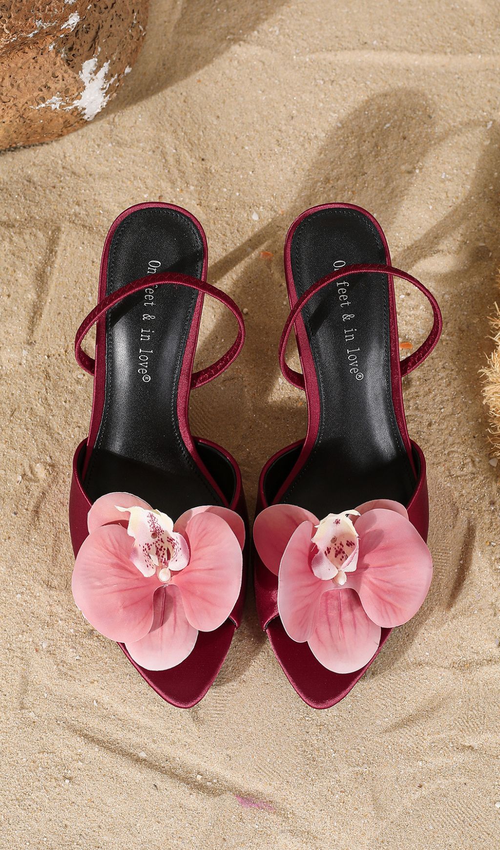 Hollace Women's Ruby Red Orchid Flower Slingback Sandals