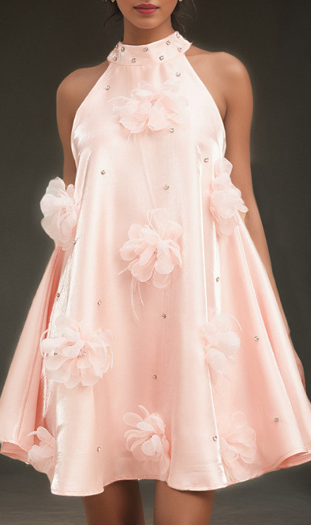 Dusty Halter Flower Mini Dress