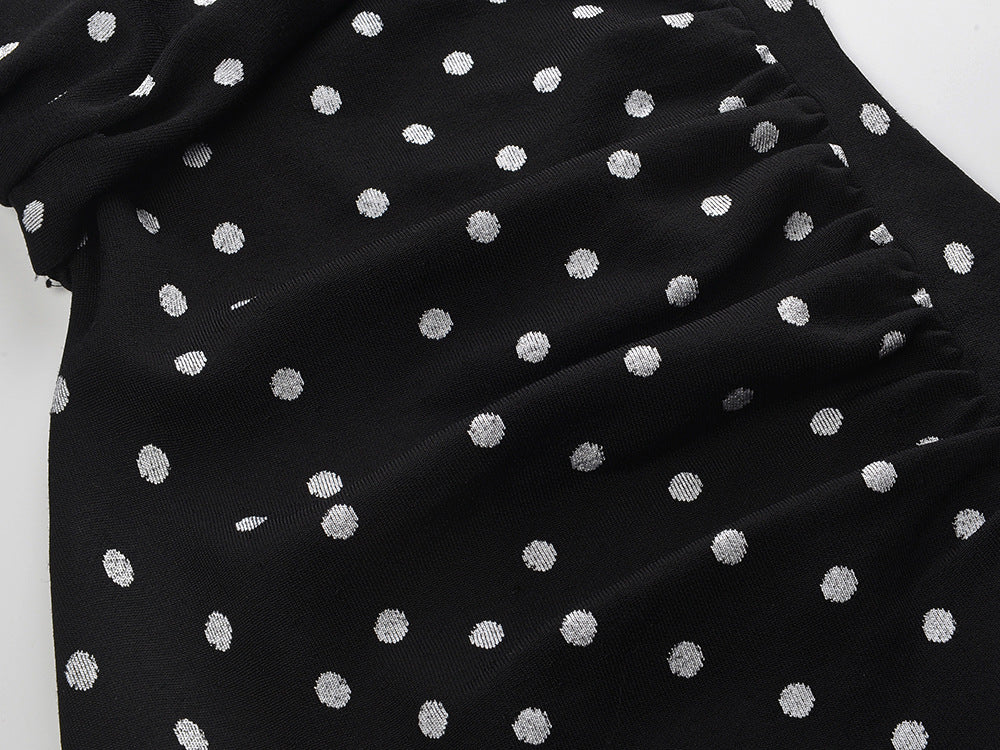 Karla One-Shoulder Polka Dot Draped Midi Dress | Timeless Chic