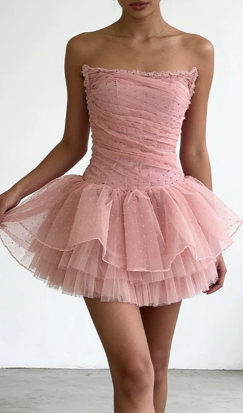Kerra Dreamy Sky Blue Strapless Sparkle Tulle Mini Dress