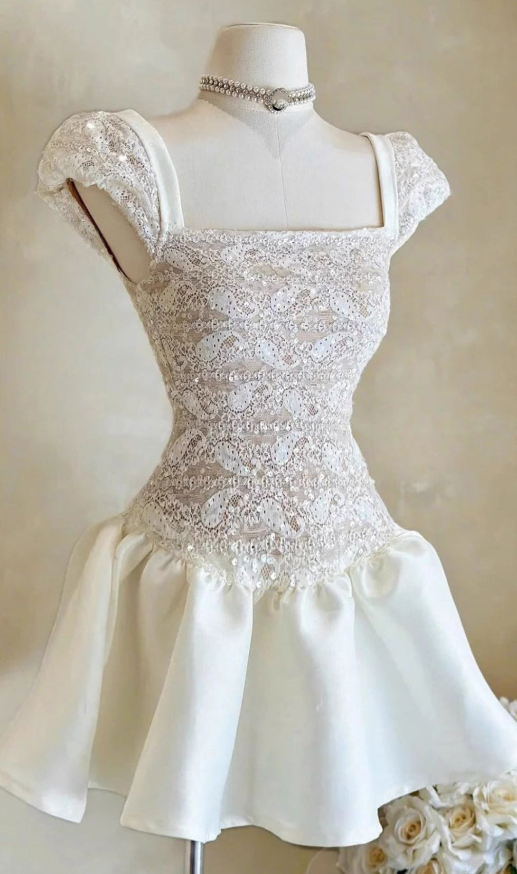 Iraia Crochet Embroidery Mini Dress