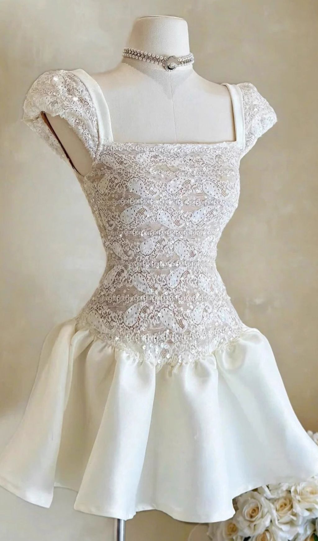 Iraia Crochet Embroidery Mini Dress