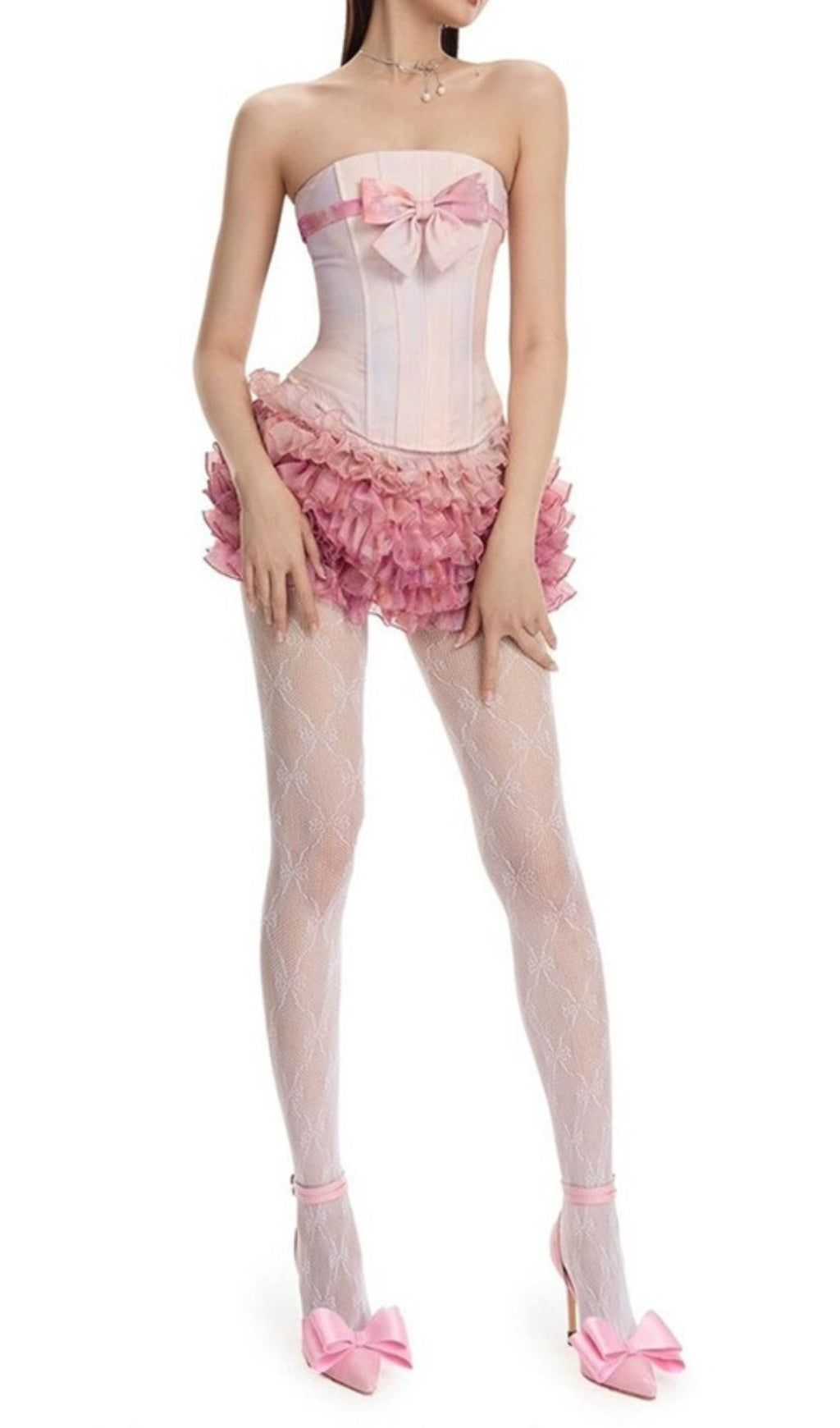Dalili Pink Corset Top & Skirt Set
