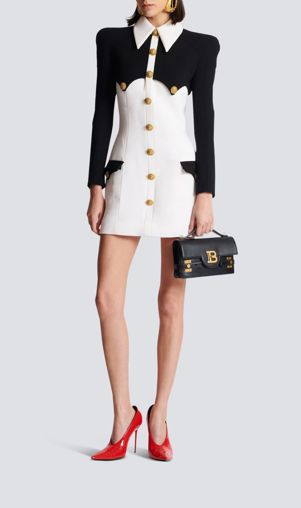 Aleela Short Buttoned Crepe Dress