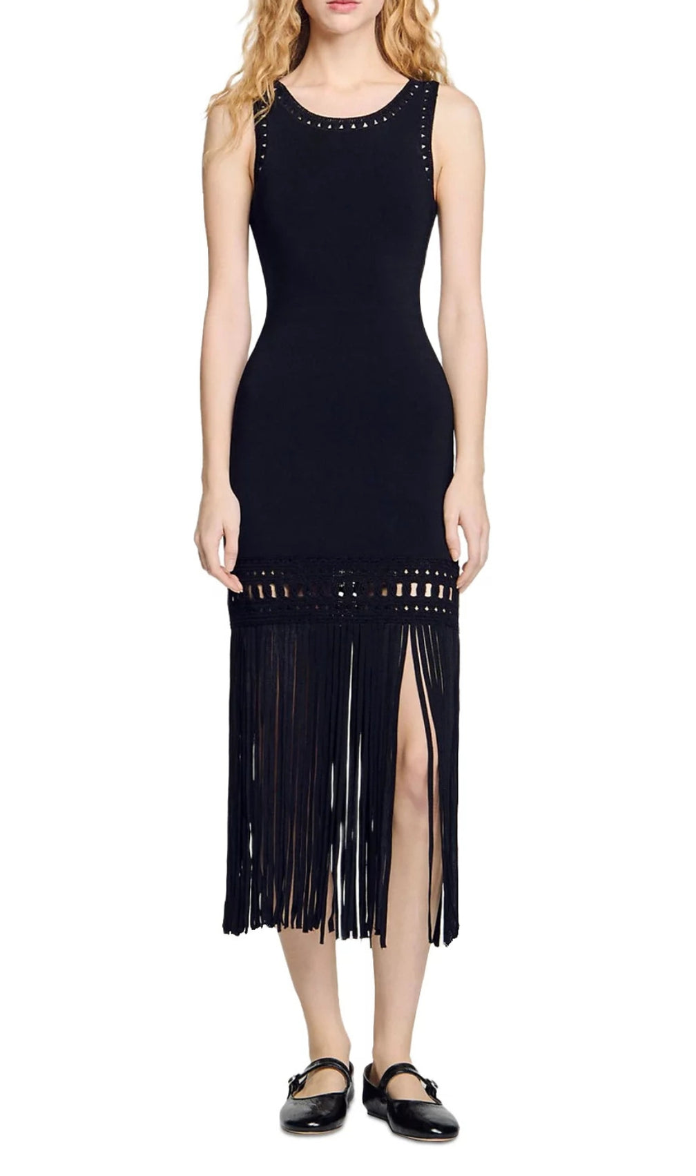 Fringed Knit Dress