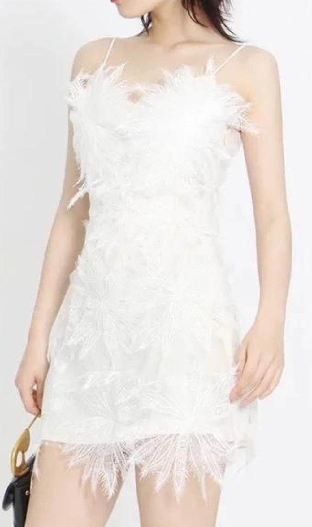 Aintza White Floral Appliqué Mesh Dress