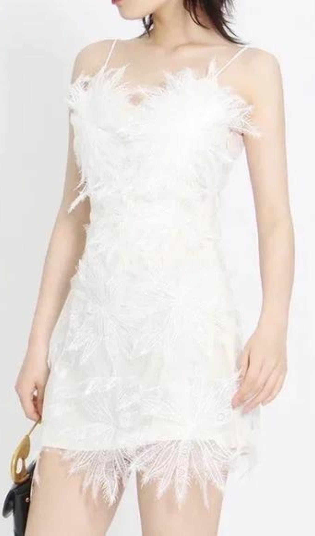 Aintza White Floral Appliqué Mesh Dress
