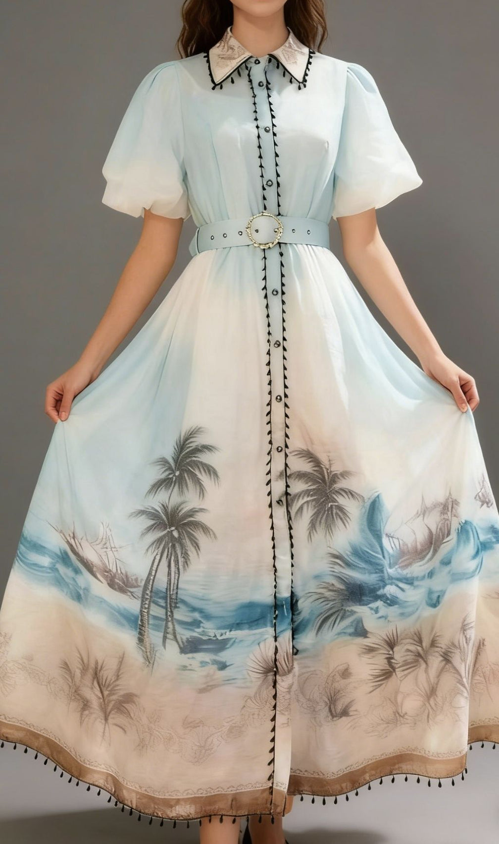 Karrie Blue Tropical Print Maxi Dress | Elegant Resort & Vacation Style
