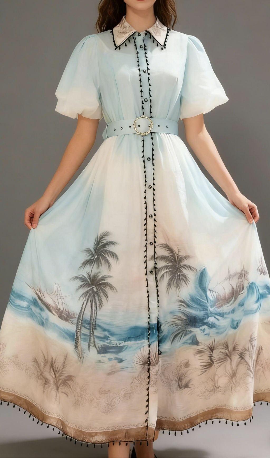 Karrie Blue Tropical Print Maxi Dress | Elegant Resort & Vacation Style