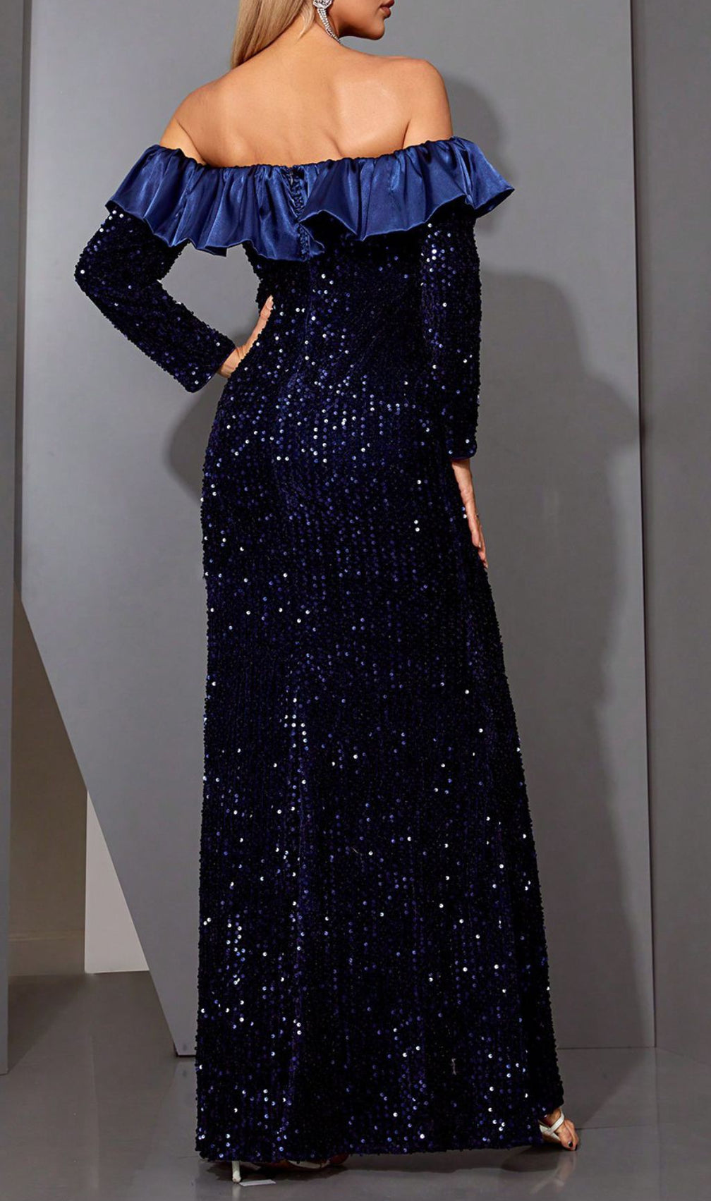 Hudson Blue Off-Shoulder Sequin Maxi Dress