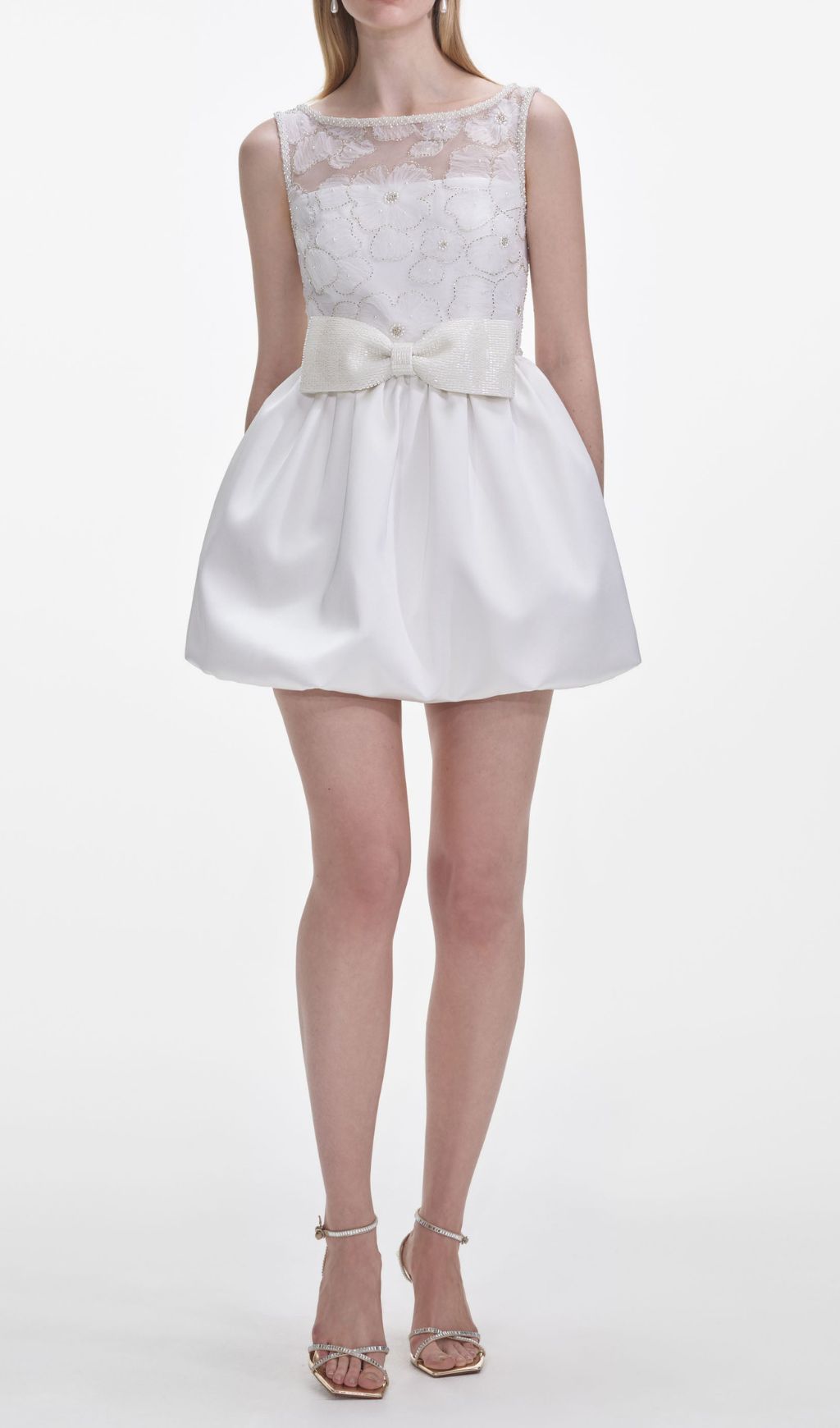 White Bow Lace Mini Dress