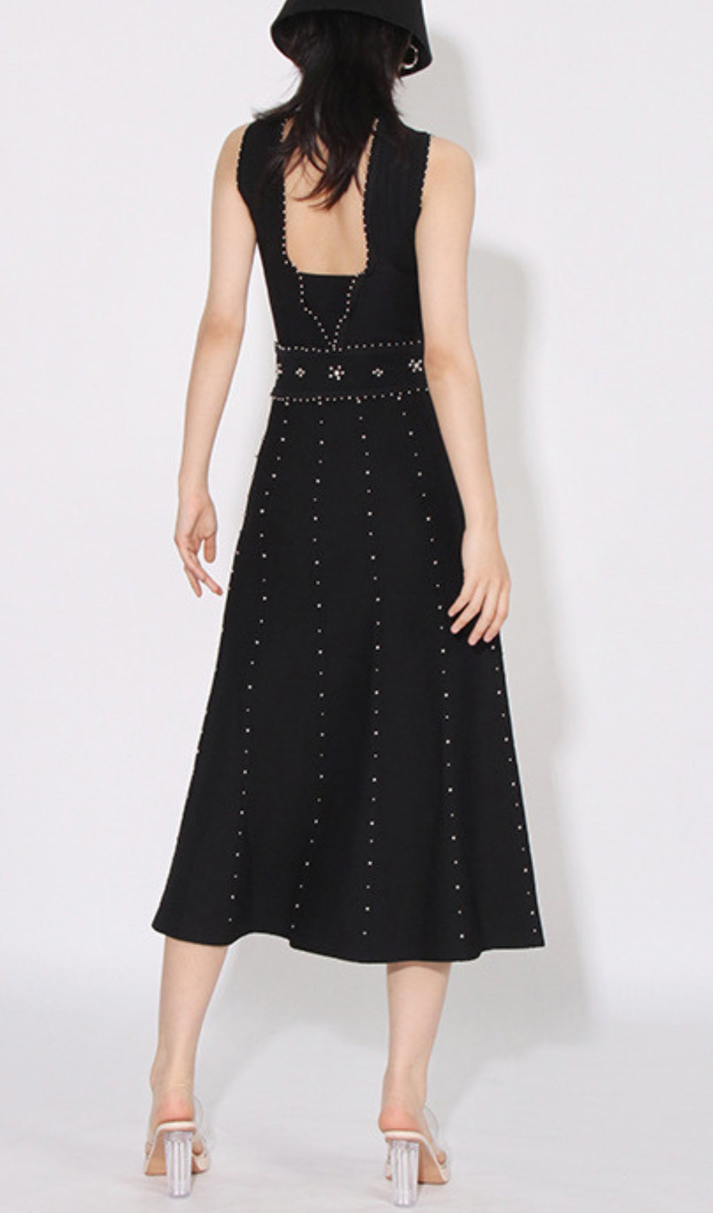 Arezo Black Bead Midi Dress