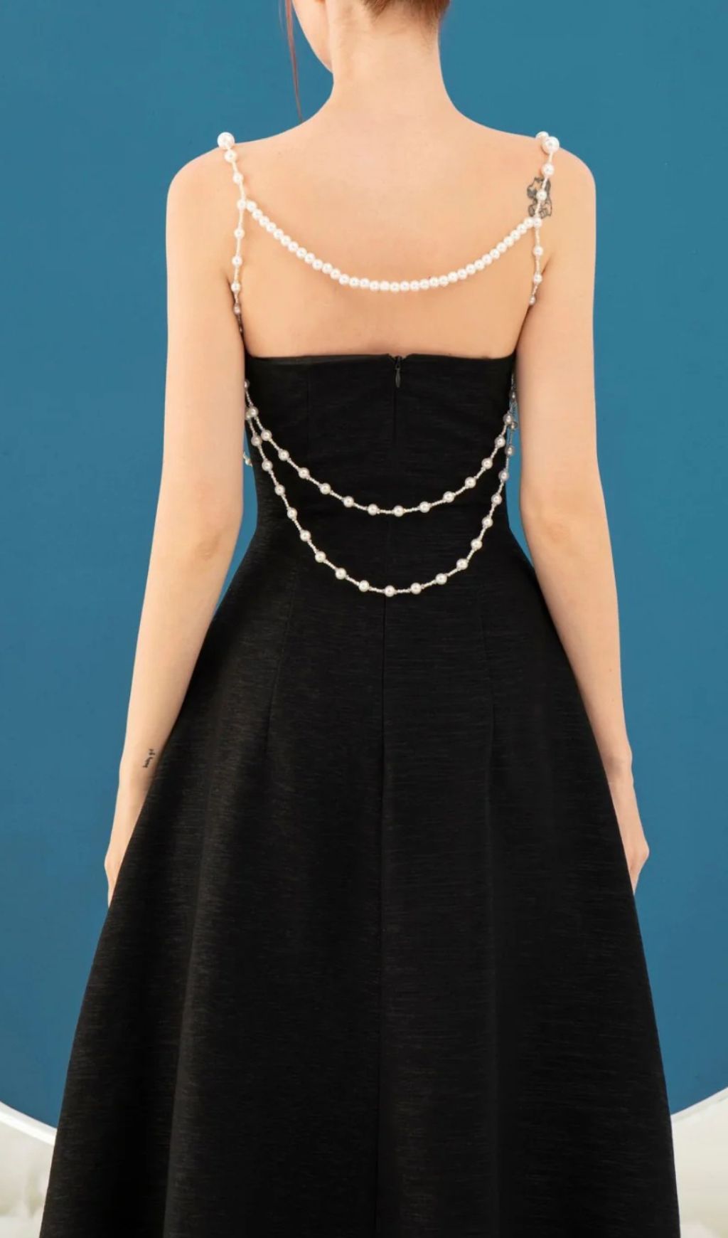Ilyssa Black Beaded Strappy Midi Dress