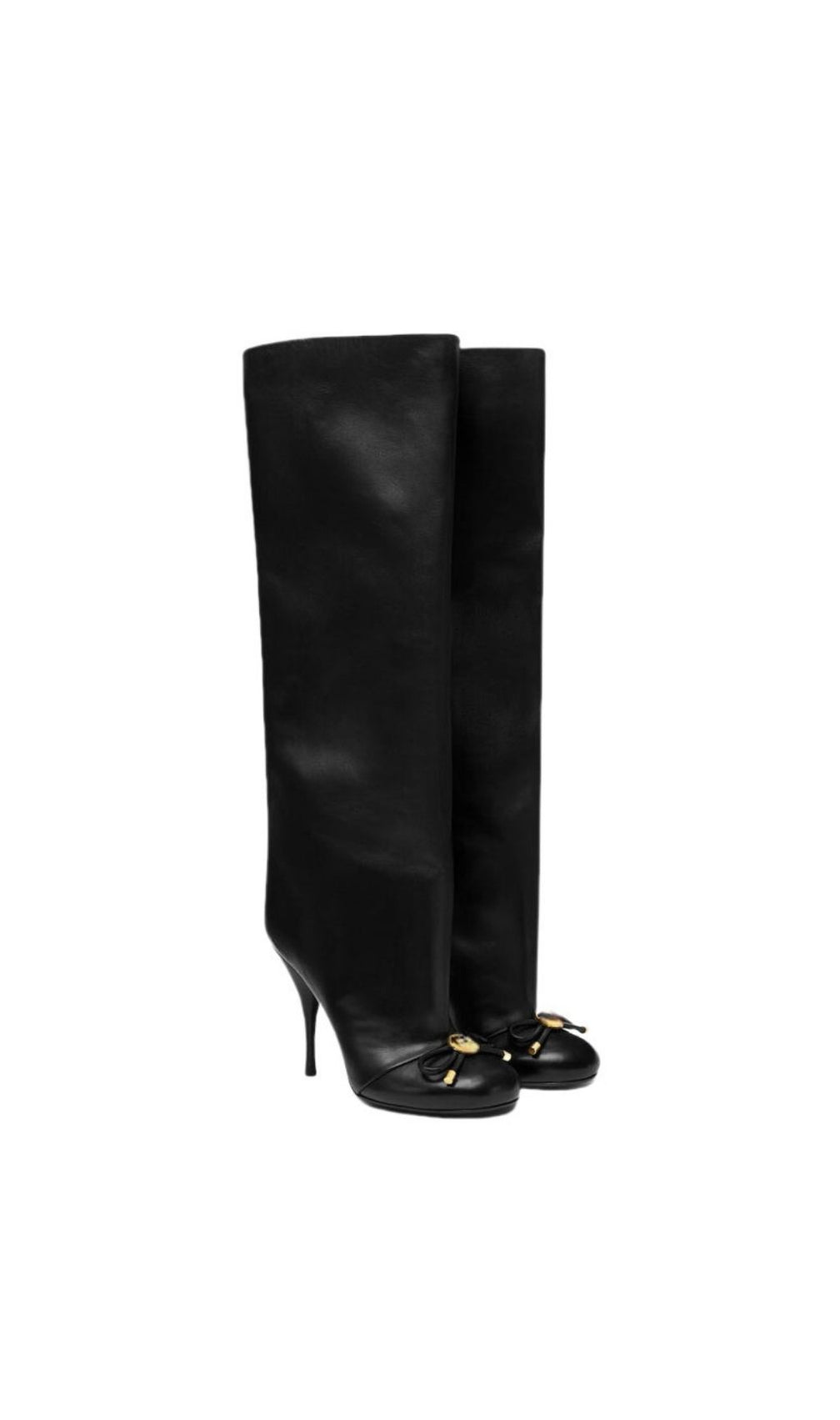 Kasi Chic Black Stiletto Boots with Elegant Bow Detail
