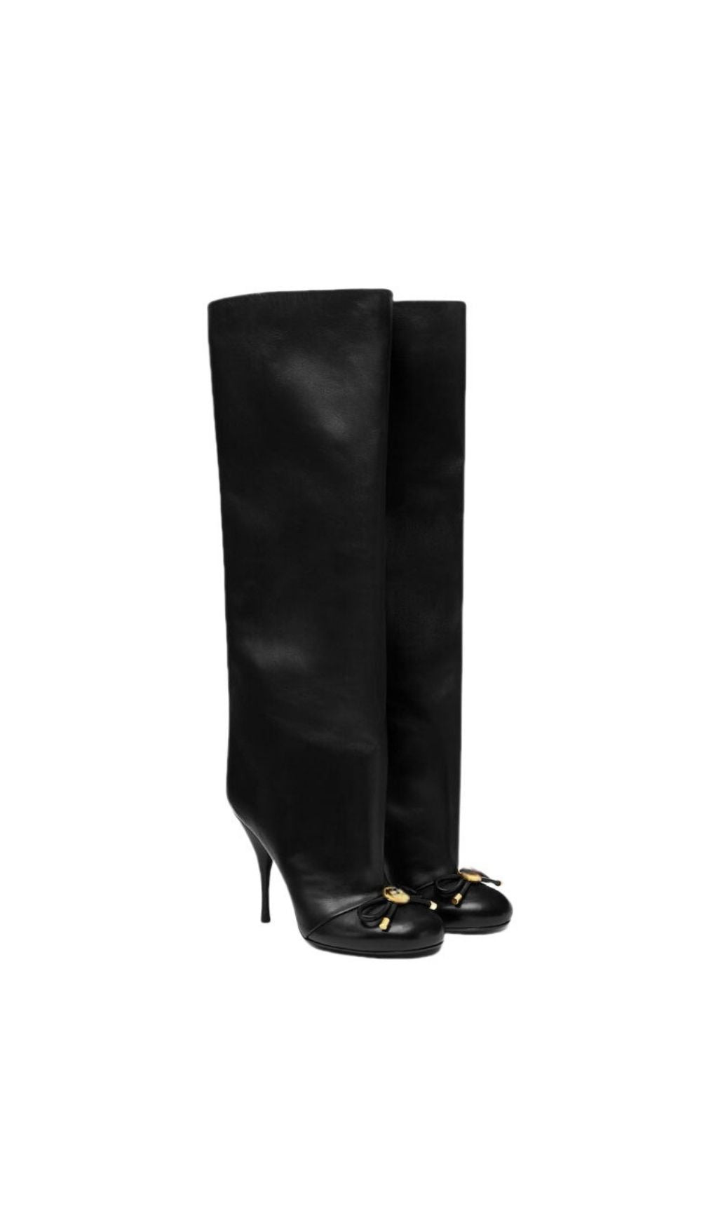 Kasi Chic Black Stiletto Boots with Elegant Bow Detail