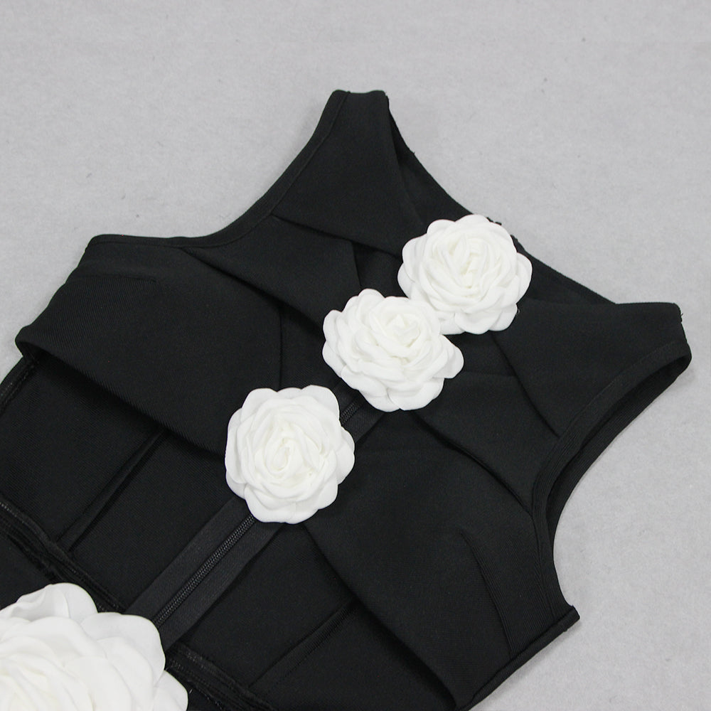 Atia Flower Cutout Midi Bandage Dress