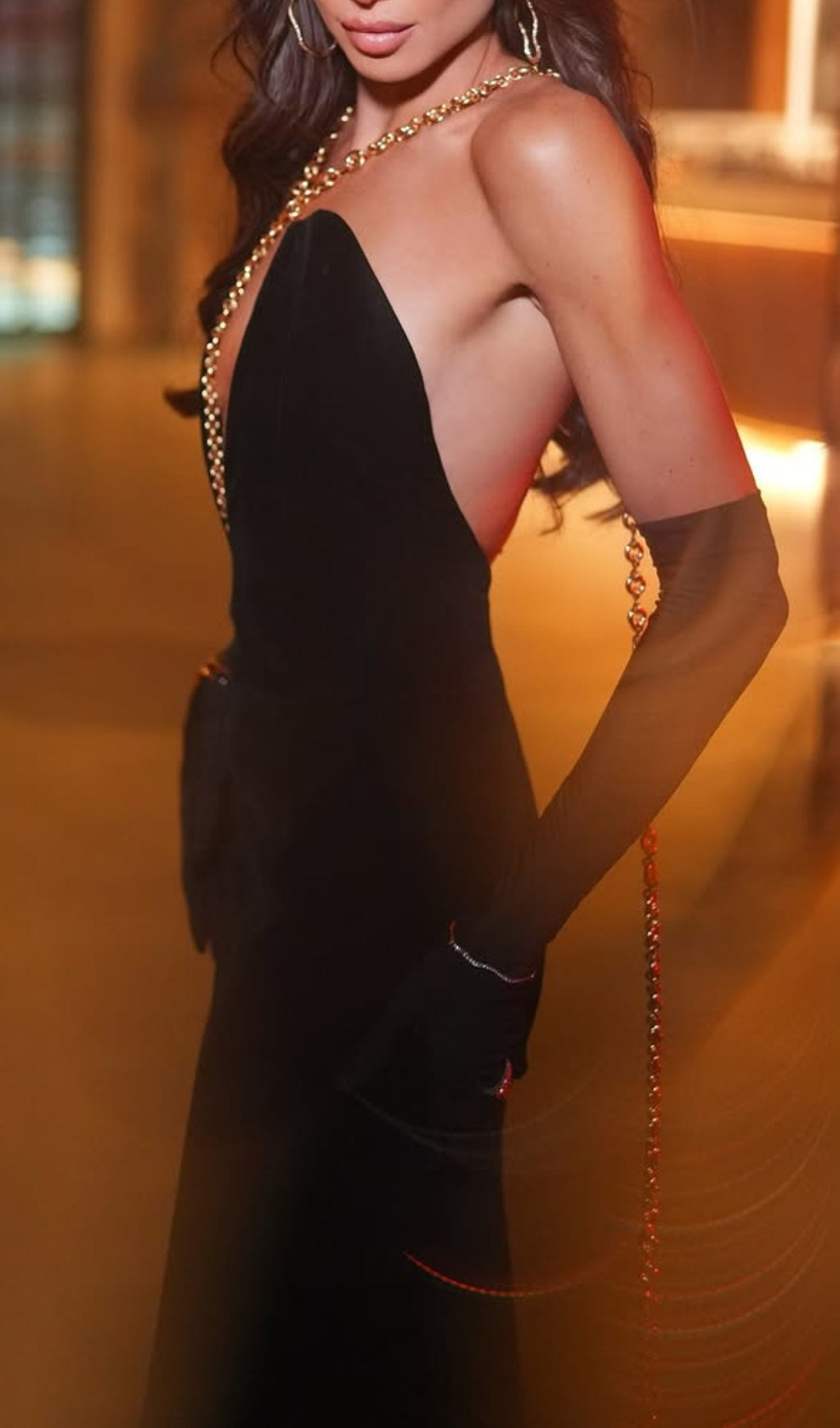 Dejanae Black Chain Bandage Maxi Dress