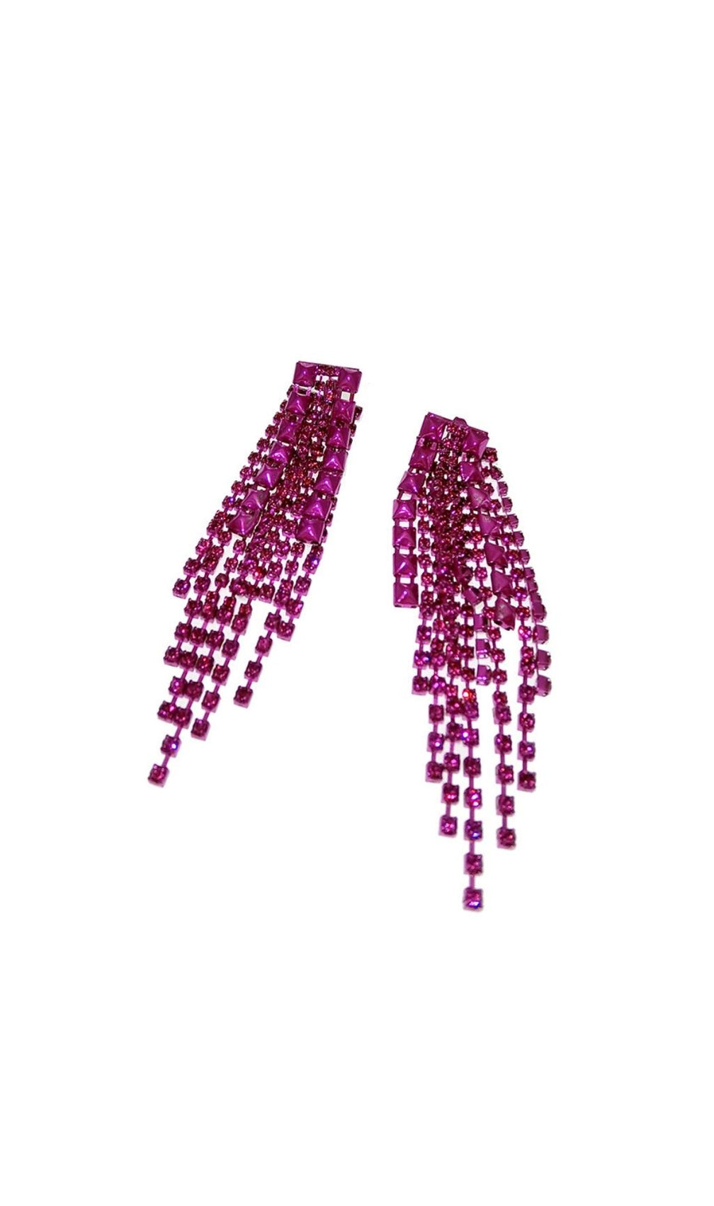 Arnau Dark Violet Rhinestone Tassel Earrings