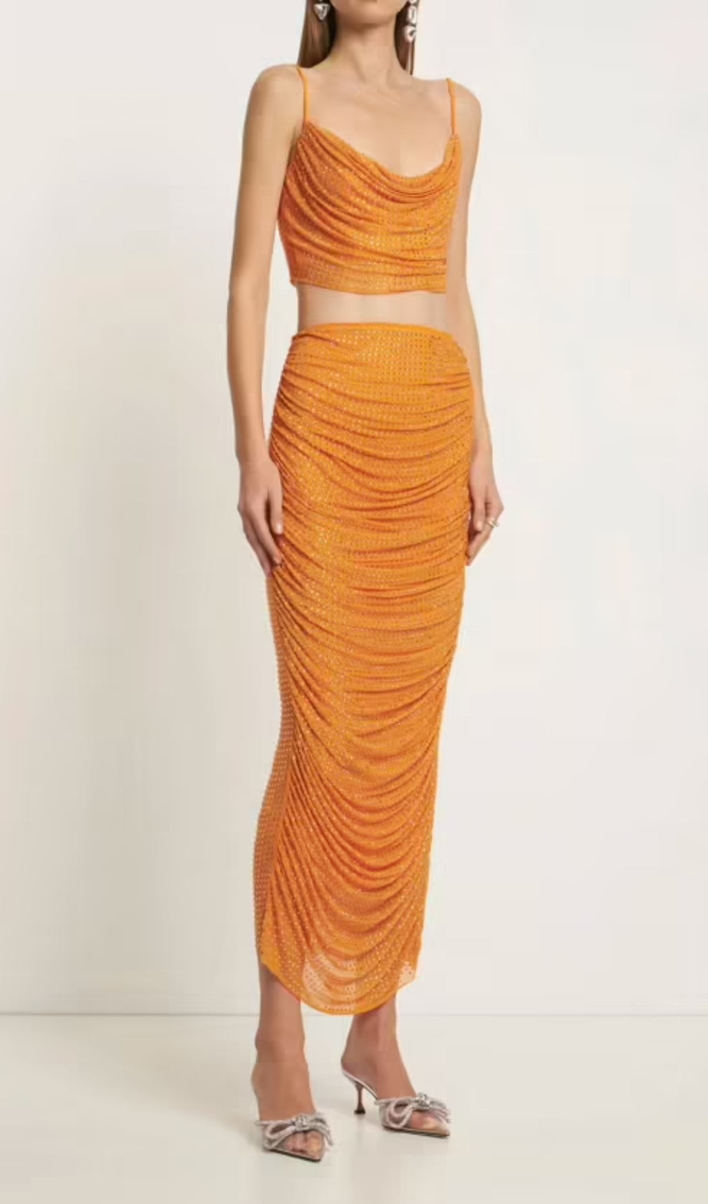 Buzz Orange Diamond Maxi Skirt Set