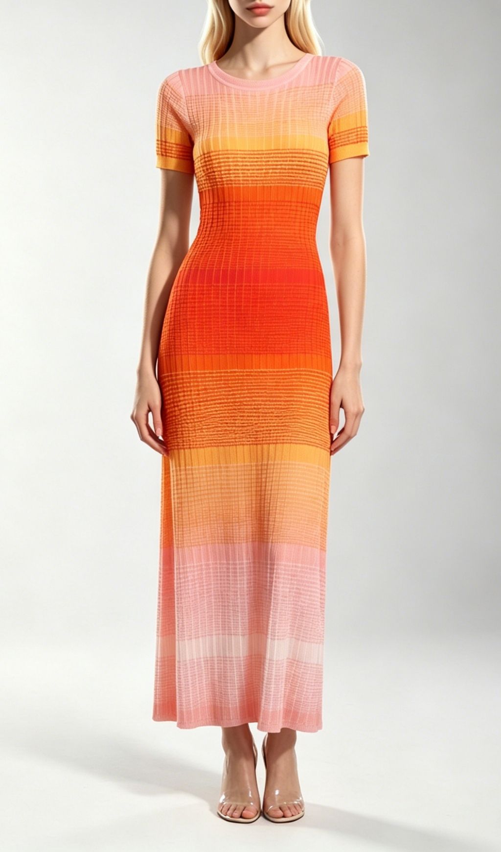 Kianna Sunset Ombre Knit Maxi Dress | Short Sleeve & Effortless Chic