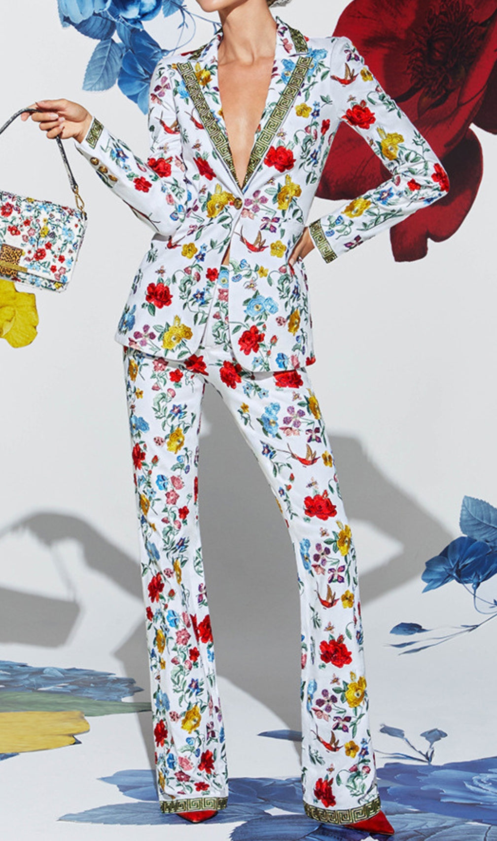 Dera Floral Printed Blazer & Pants Set
