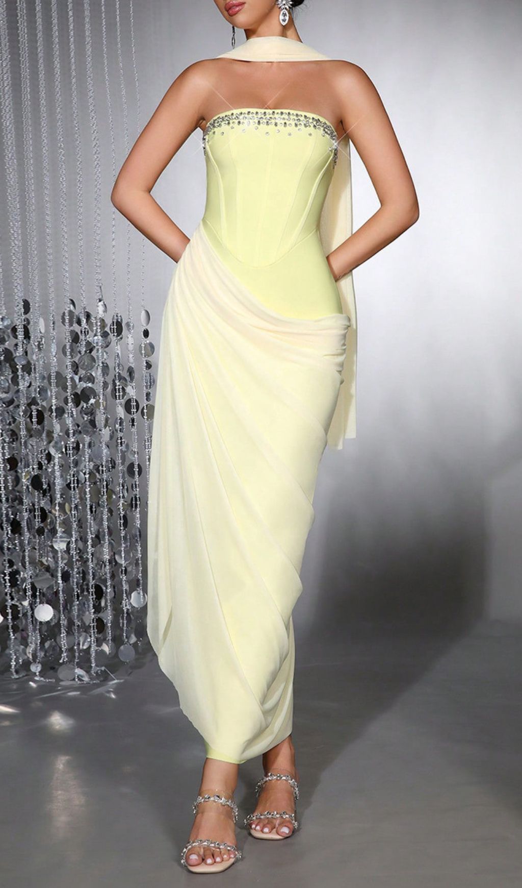Dazzling Haisley Yellow Corset Diamante Maxi Dress - Gala & Formal Gown